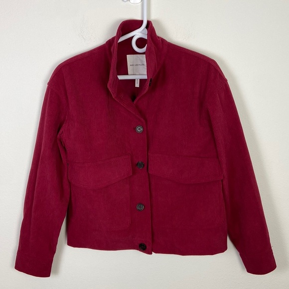 Avec Les Filles Jackets & Blazers - Avec Les Filles Anthropologie Red Corduroy Jacket Women's XS Cropped Cottagecore